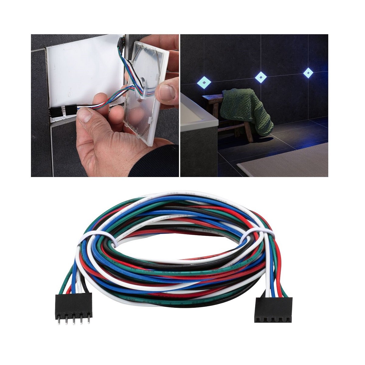 Paulmann 78422 LumiTiles Kabel Square RGBW 195cm 12V Schwarz