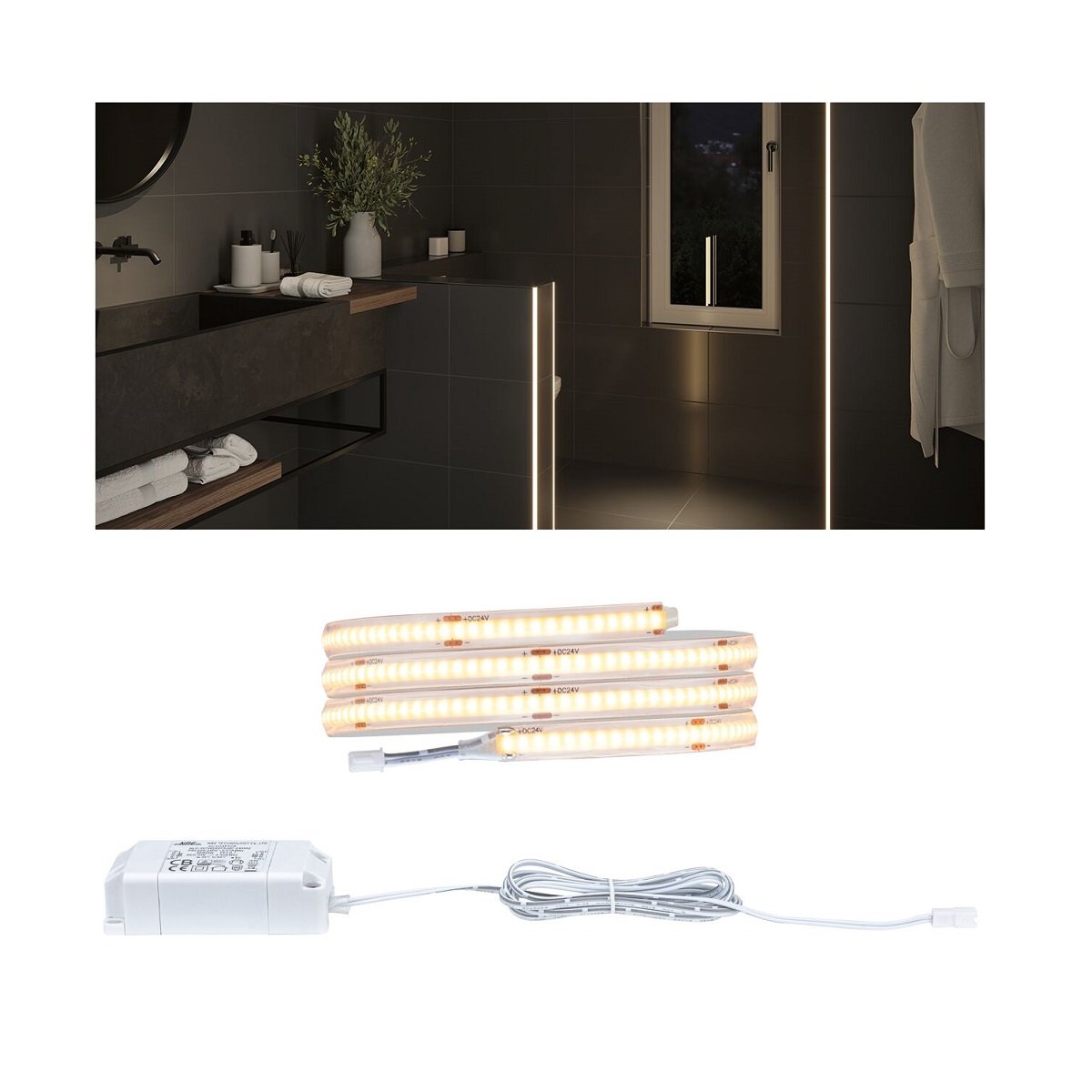 Paulmann 78424 LumiTiles LED Stripe COB Slim 1m IP44 2700K Wei�