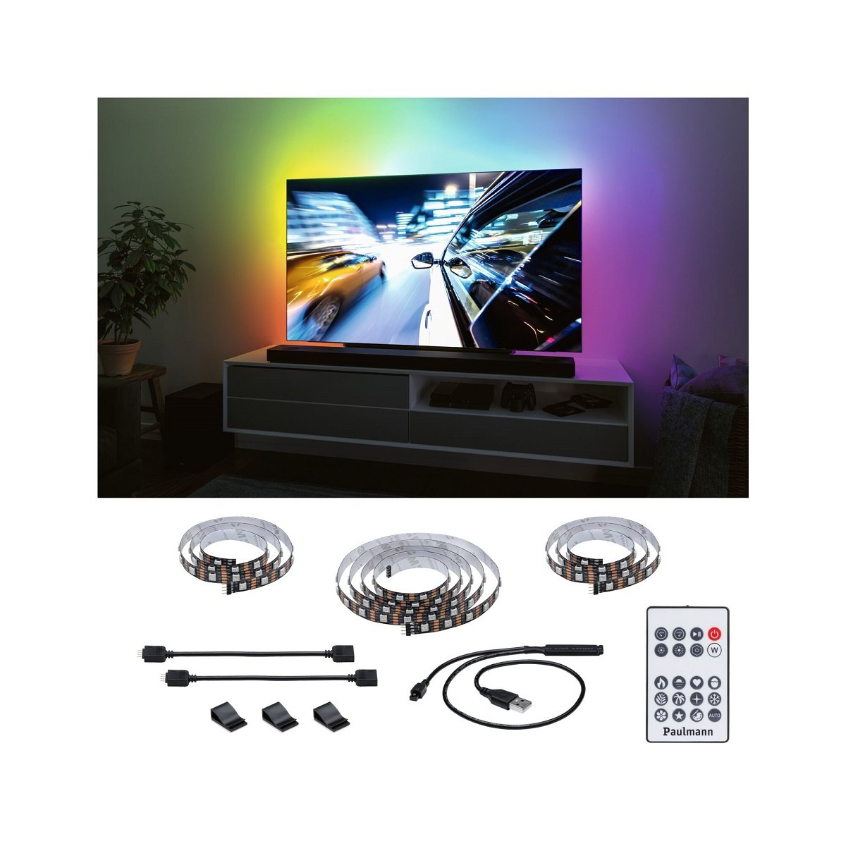 Paulmann 78881 EntertainLED USB LED Stripe TV-Beleuchtung 65 Zoll 240cm