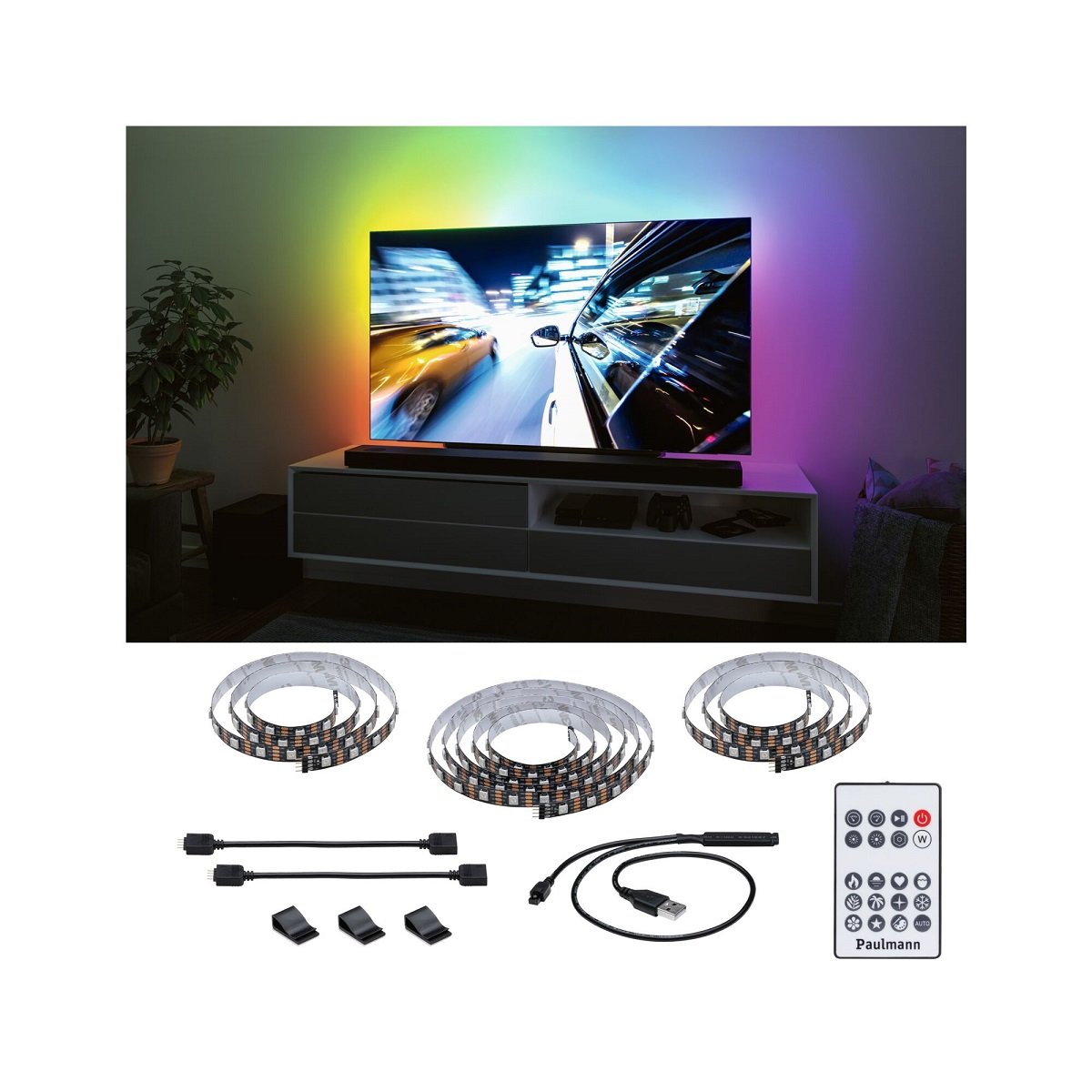 Paulmann 78882 EntertainLED USB LED Stripe TV-Beleuchtung 75 Zoll 310cm