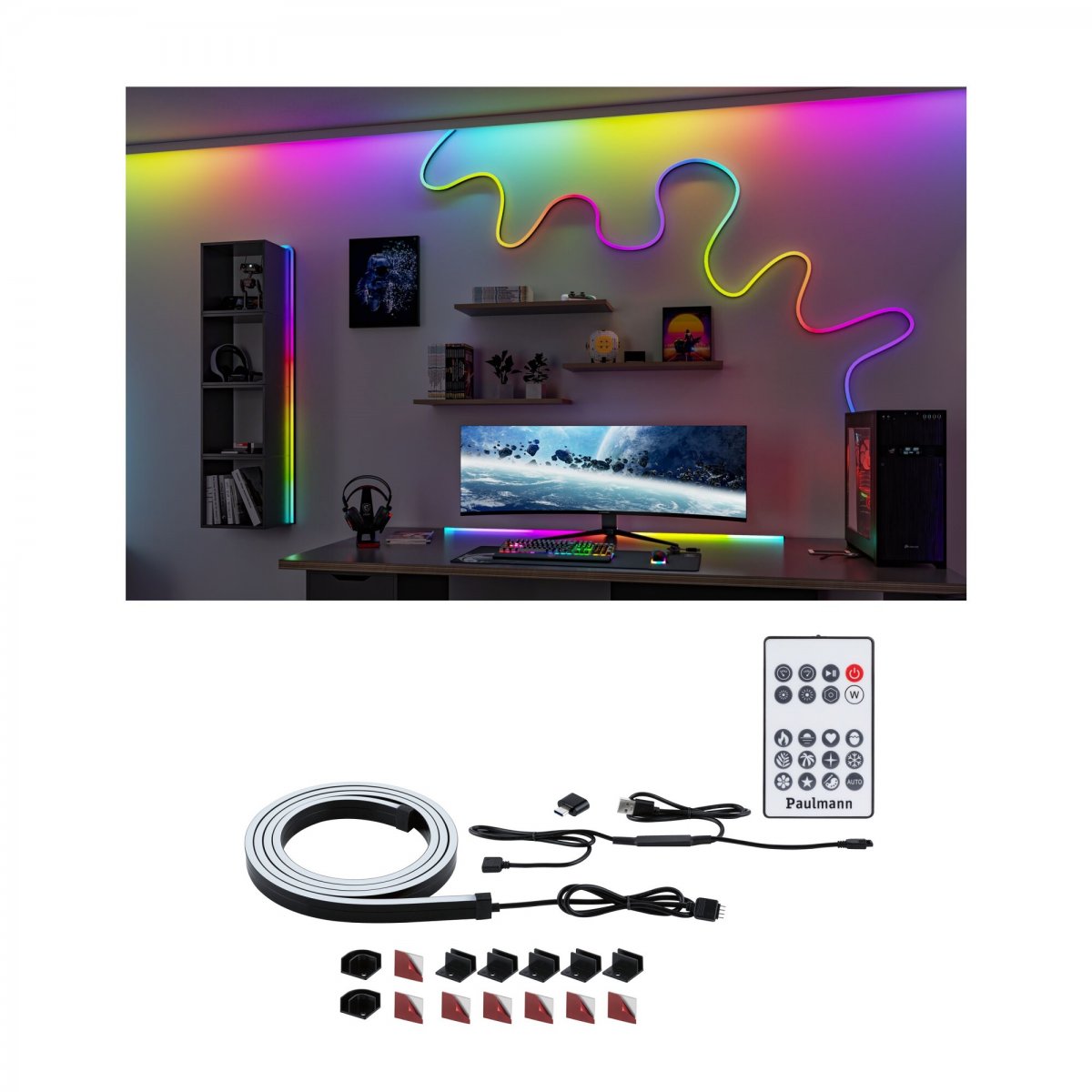 Paulmann 79555 EntertainLED LED Schlauch Black Neon RGB 1,5m Komplettset