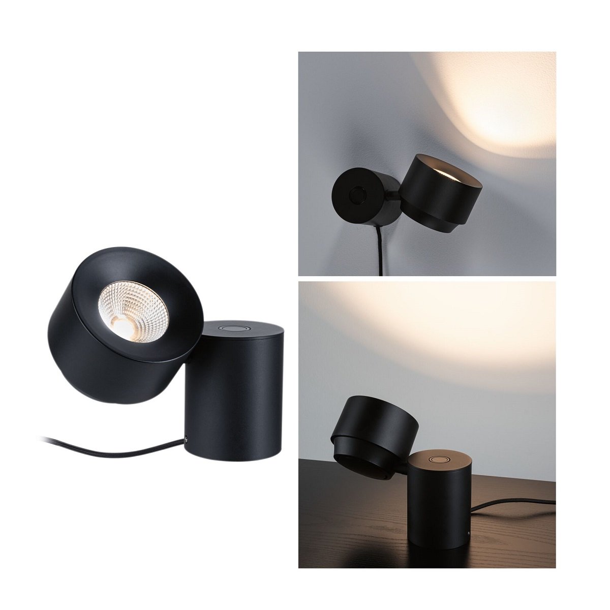 Paulmann 79776 LED Tischleuchte Puric Pane 2700K Schwarz dimmbar
