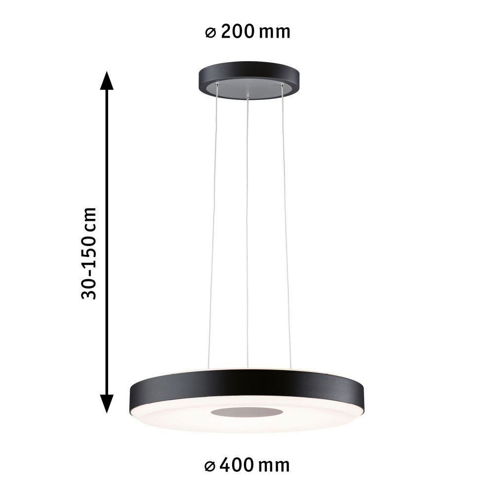 Paulmann 79779 LED Pendelleuchte Smart Home ZigBee Puric Pane 400mm Schwarz  --> Leuchten & Lampen online kaufen im Shop