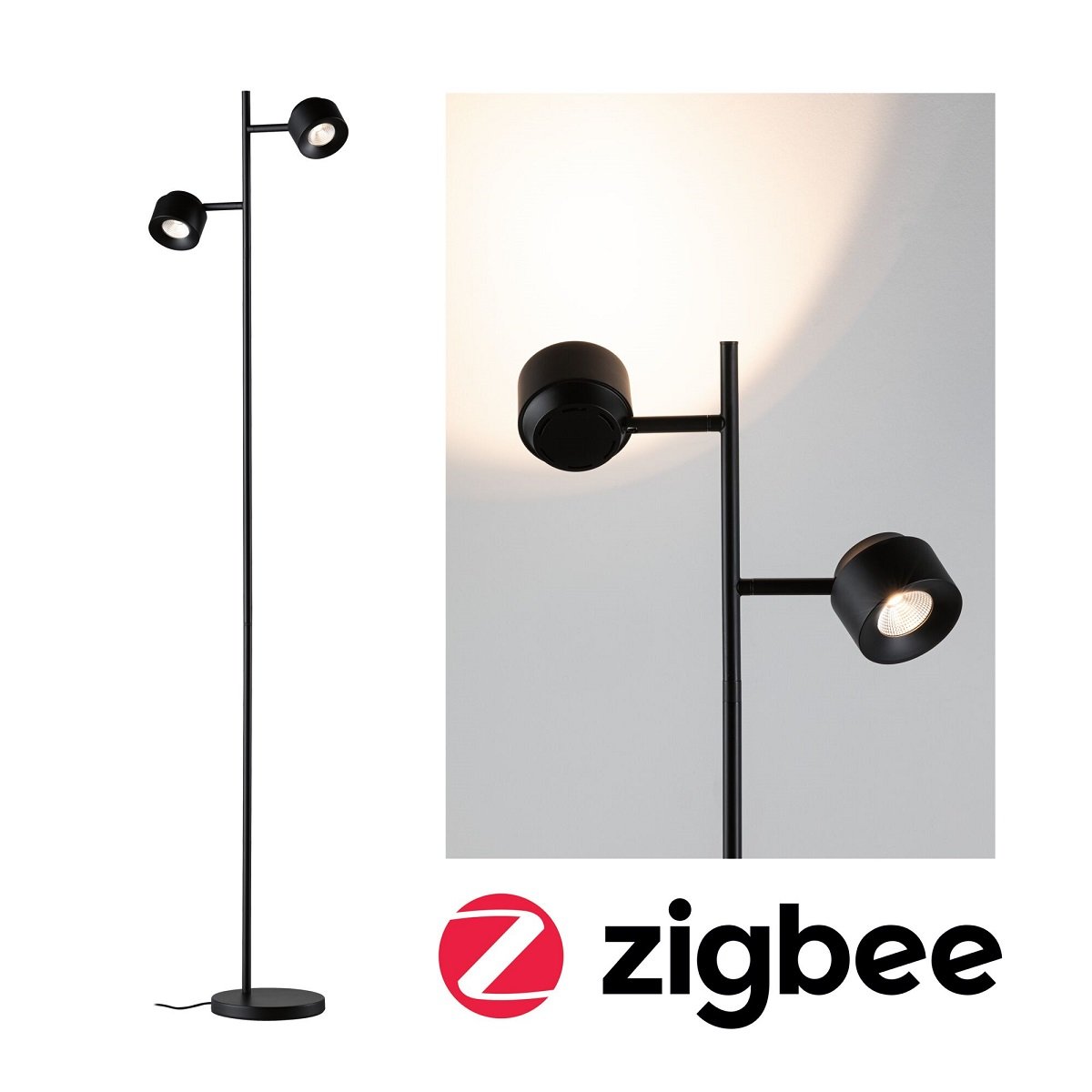 Paulmann 79780 LED Stehleuchte Smart Home ZigBee Puric Pane Schwarz
