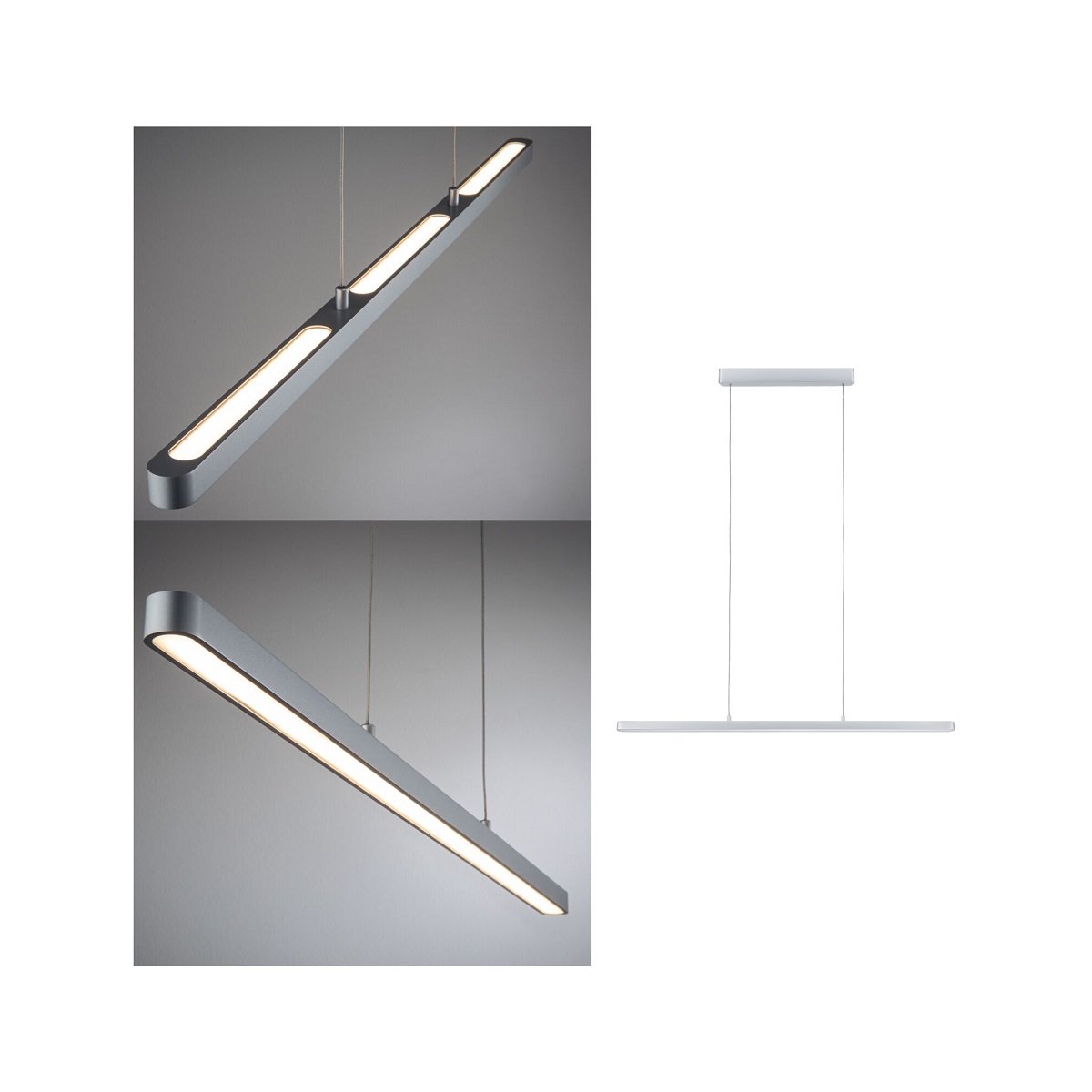 Paulmann 79900 LED Pendelleuchte Lento 2700K 42W Chrom matt dimmbar h�henverstellbar
