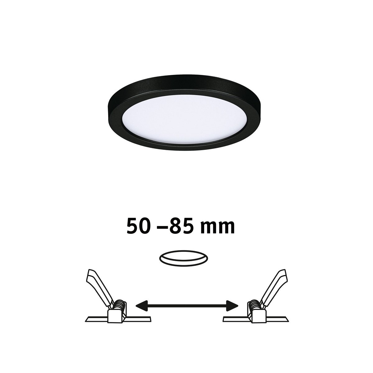 Paulmann 79960 LED Einbaupanel Areo VariFit IP44 rund 118mm Schwarz 3000K