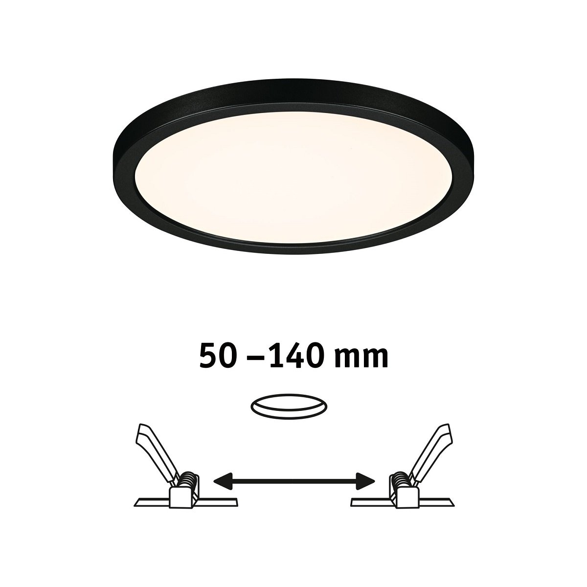 Paulmann 79961 LED Einbaupanel Areo VariFit IP44 rund 175mm Schwarz 3000K