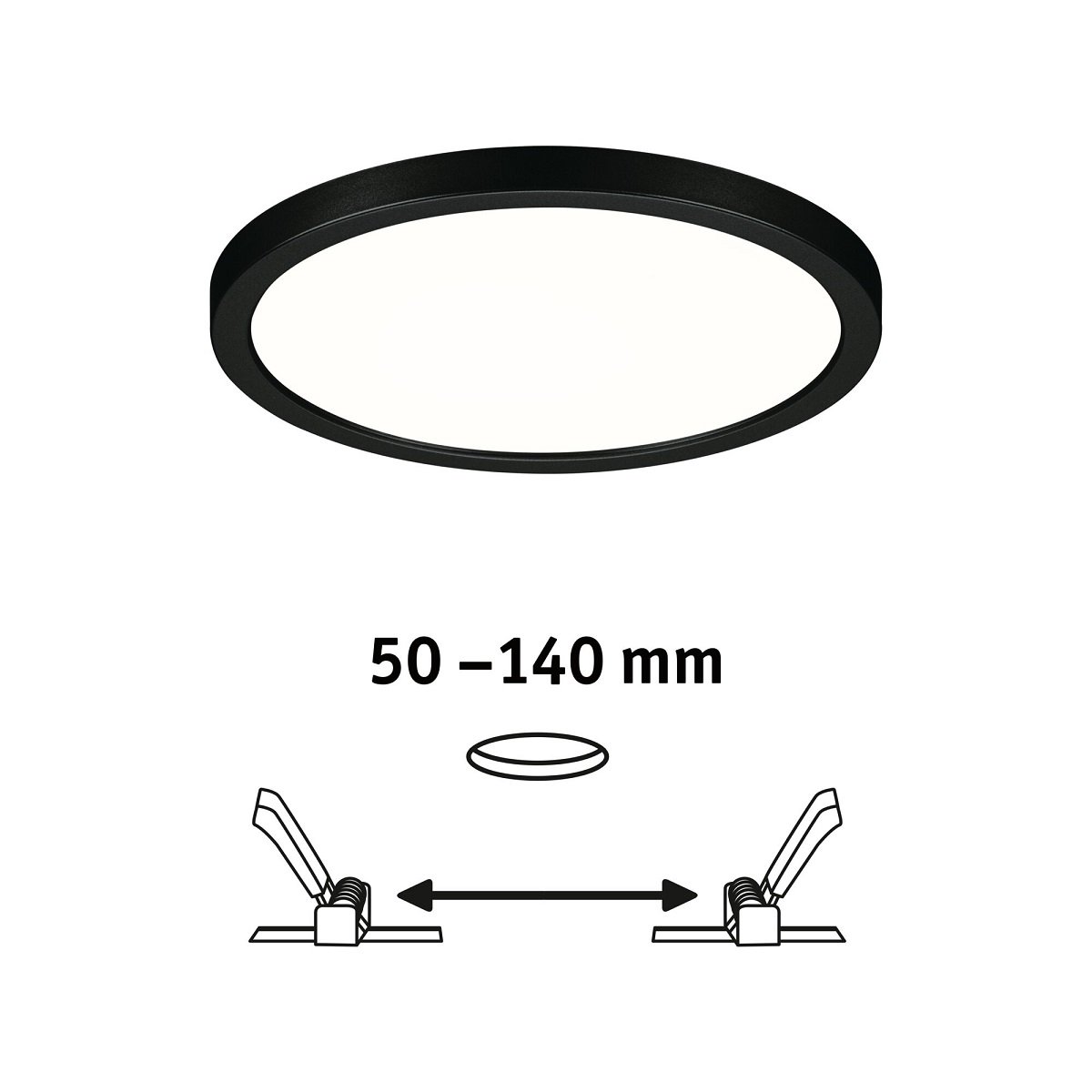 Paulmann 79963 LED Einbaupanel Areo VariFit IP44 rund 175mm Schwarz 4000K