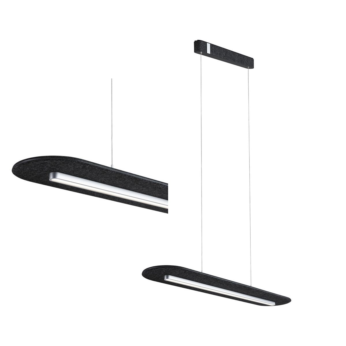 Paulmann 79989 LED Pendelleuchte Tulga 3-Step-Dim 2700K 1800lm Filz anthrazit