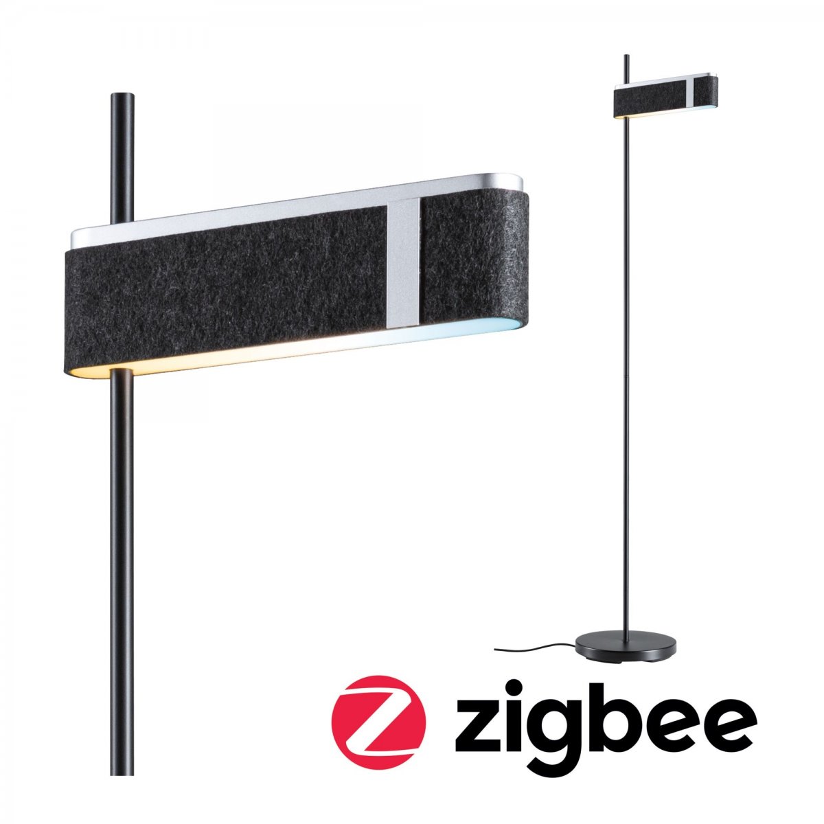 Paulmann 79993 LED Stehleuchte Smart Home Zigbee Jagun Tunable White Filz anthrazit dimmbar