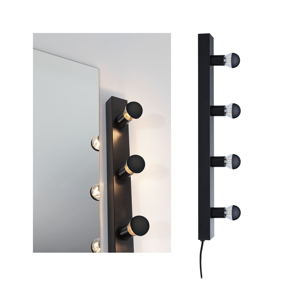 Paulmann 80101 Spiegelleuchte Regula II Stecker 4-flammig E14 Schwarz IP44