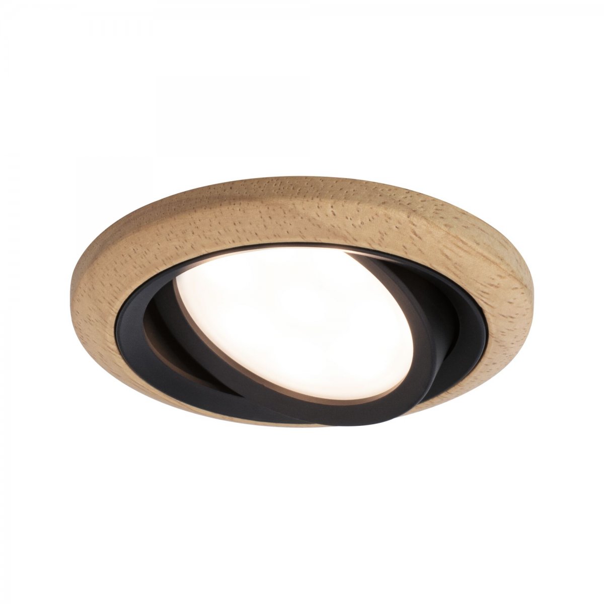 Paulmann 92238 LED Einbauleuchte Lanati schwenkbar 2700K Holzoptik Schwarz