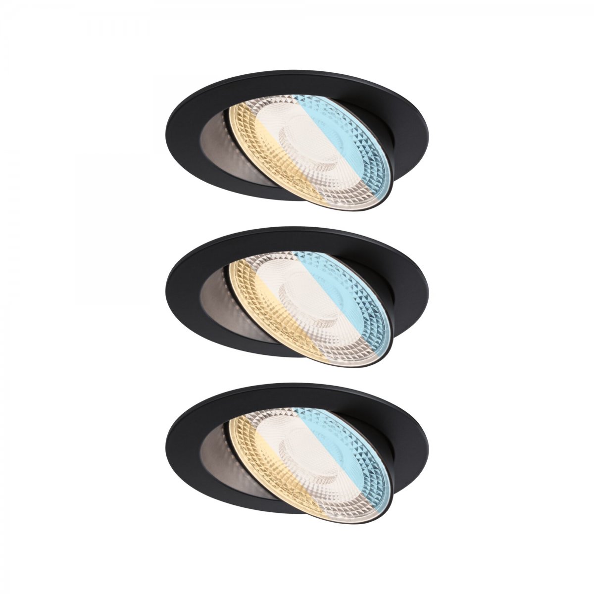 Paulmann 92258 LED Einbauleuchte White Select Aumus 3er-Set Schwarz 3 Step Dimmbar