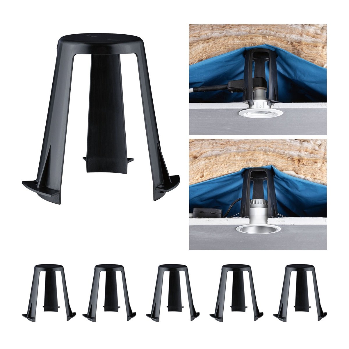 Paulmann 92400 Abstandshalter f�r Einbauleuchten 5er-Set 62-90 mm schwarz