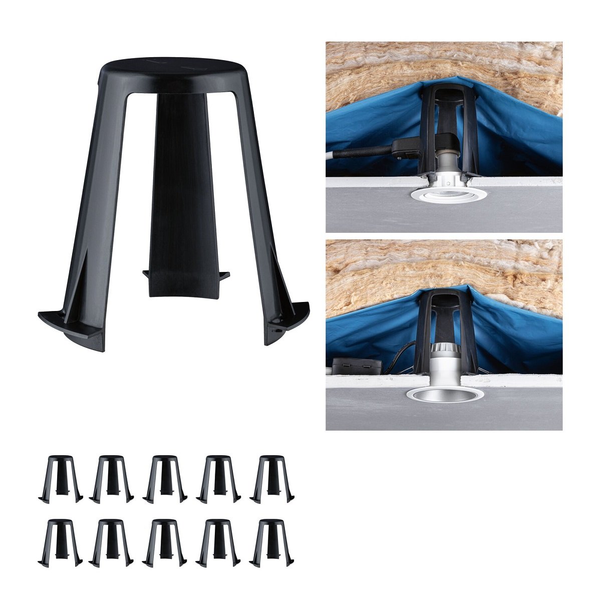 Paulmann 92401 Abstandshalter f�r Einbauleuchten 10er-Set 62-90 mm schwarz