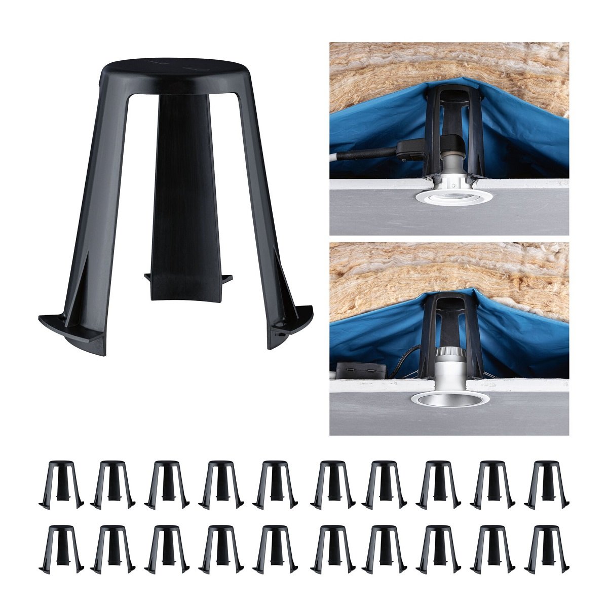 Paulmann 92402 Abstandshalter f�r Einbauleuchten 20er-Set 62-90 mm schwarz