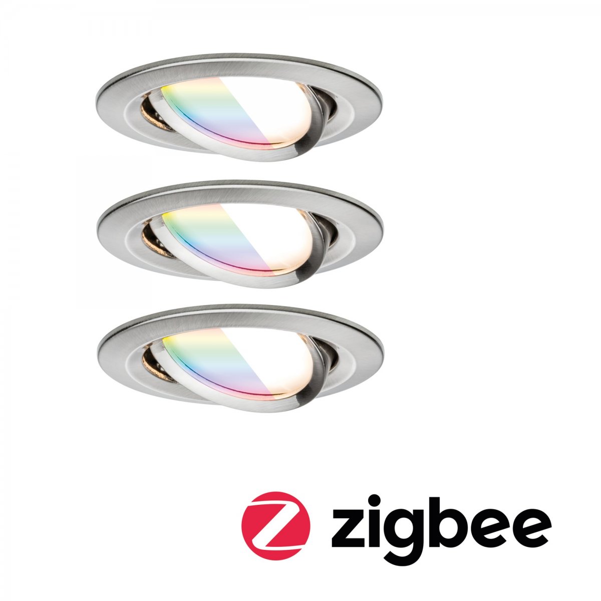 Paulmann 92434 LED Einbauleuchte Nova Coin 3er-Set Zigbee RGBW Eisen geb�rstet