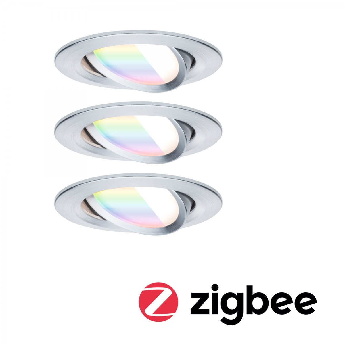 Paulmann 92435 LED Einbauleuchte Nova Coin 3er-Set Zigbee RGBW Alu gedreht