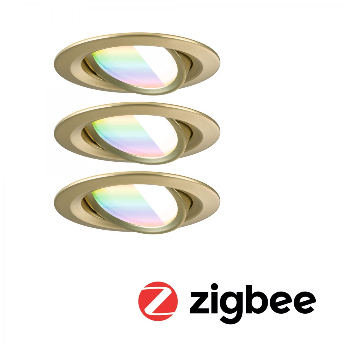 Paulmann 92436 LED Einbauleuchte Nova Coin 3er-Set Zigbee RGBW Gold matt