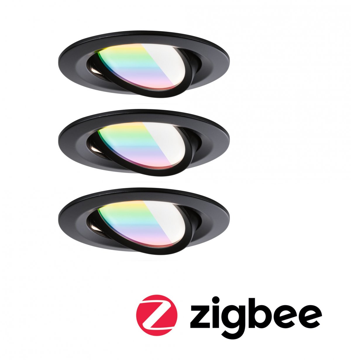 Paulmann 92437 LED Einbauleuchte Nova Coin 3er-Set Zigbee RGBW Schwarz matt