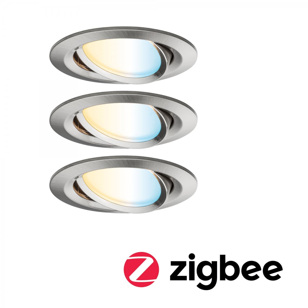 Paulmann 92441 LED Einbauleuchte Nova Coin 3er-Set Zigbee Tunable White Eisen geb�rstet