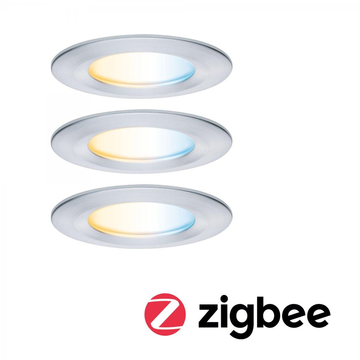 Paulmann 92444 LED Einbauleuchte Nova Coin 3er-Set Zigbee Tunable White Alu gedreht IP44
