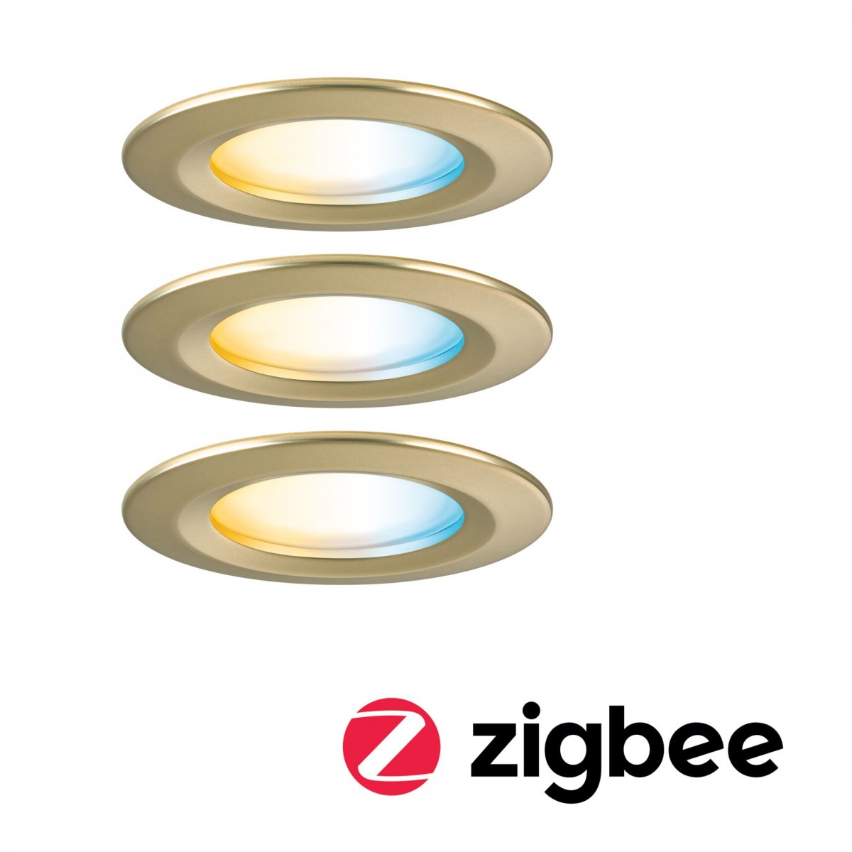 Paulmann 92445 LED Einbauleuchte Nova Coin 3er-Set Zigbee Tunable White Gold matt IP44