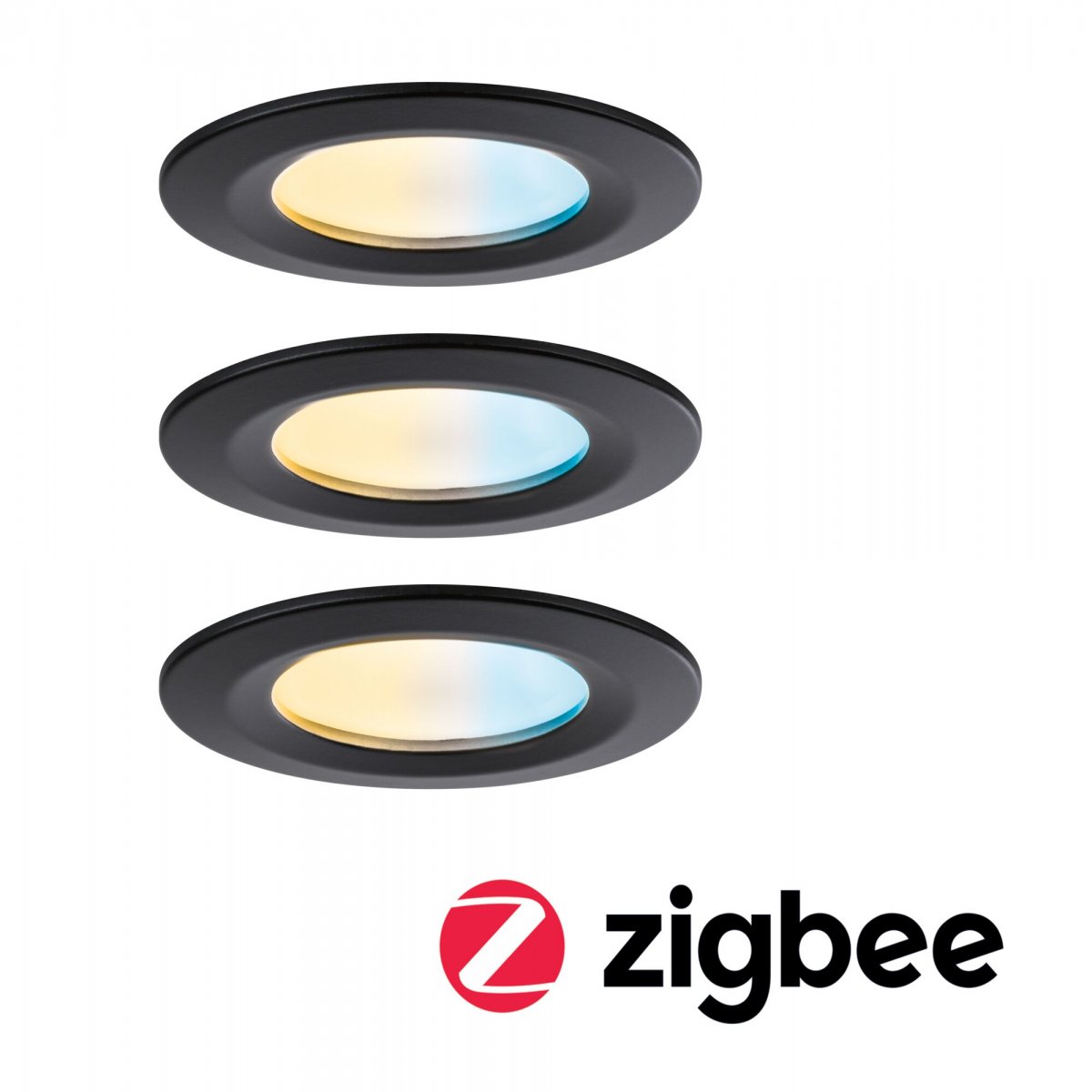 Paulmann 92446 LED Einbauleuchte Nova Coin 3er-Set Zigbee Tunable White Schwarz matt IP44