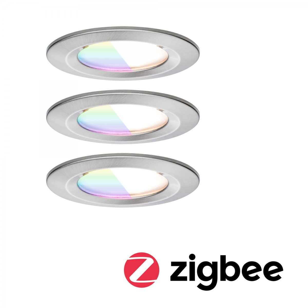 Paulmann 92450 LED Einbauleuchte Nova Coin 3er-Set Zigbee RGBW Eisen geb�rstet IP44