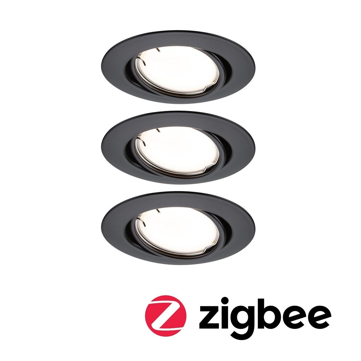 Paulmann 92465 Zigbee LED Einbauleuchte Base Coin Basisset Schwarz matt 3000K