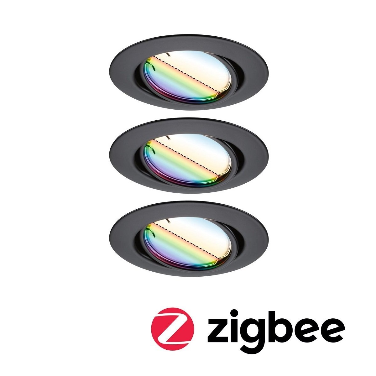 Paulmann 92468 Zigbee LED Einbauleuchte Base Coin Basisset RGBW Schwarz matt 3000K