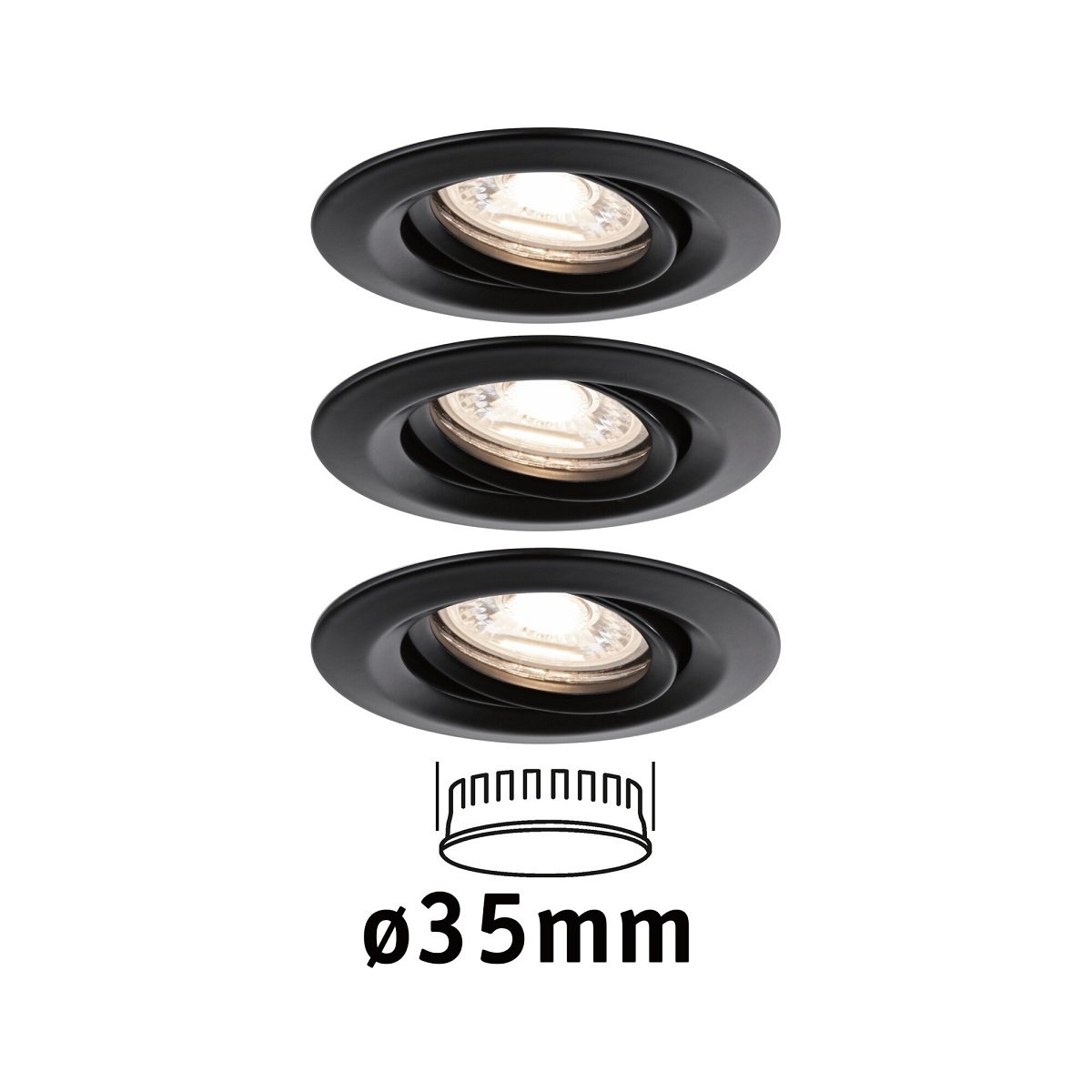 Paulmann 93083 Einbauleuchte Nova mini Coin Basisset schwarz 2700K schwenkbar