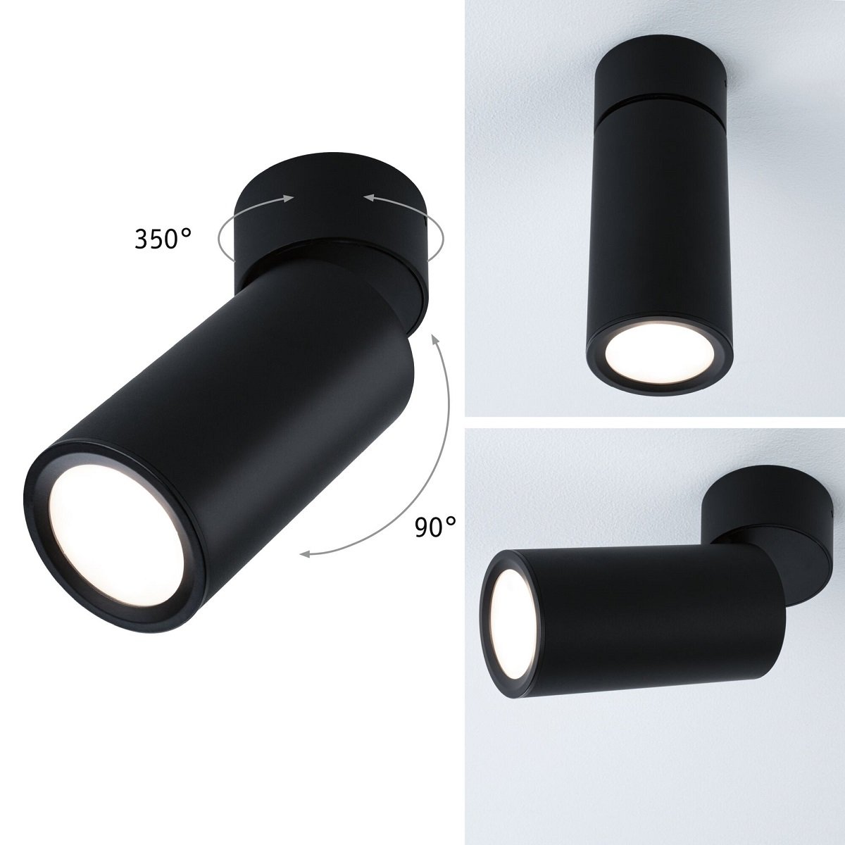 Paulmann 93089 LED Deckenleuchte Turnal rund 60 mm schwarz 3-Step-Dim