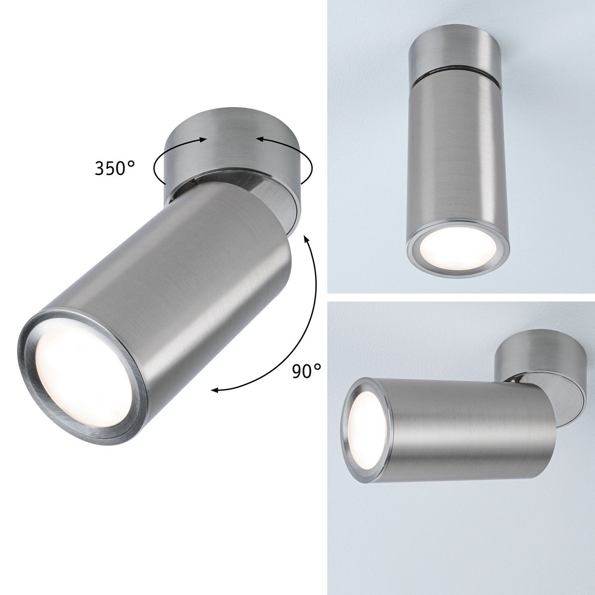 Paulmann 93091 LED Deckenleuchte Turnal rund 60 mm eisen geb�rstet 3-Step-Dim