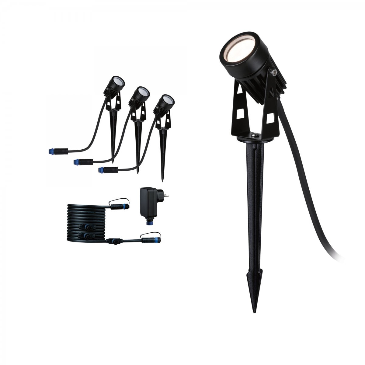 Paulmann 94373 Plug&Shine LED Gartenstrahler Basisset IP65 3000K Schwarz