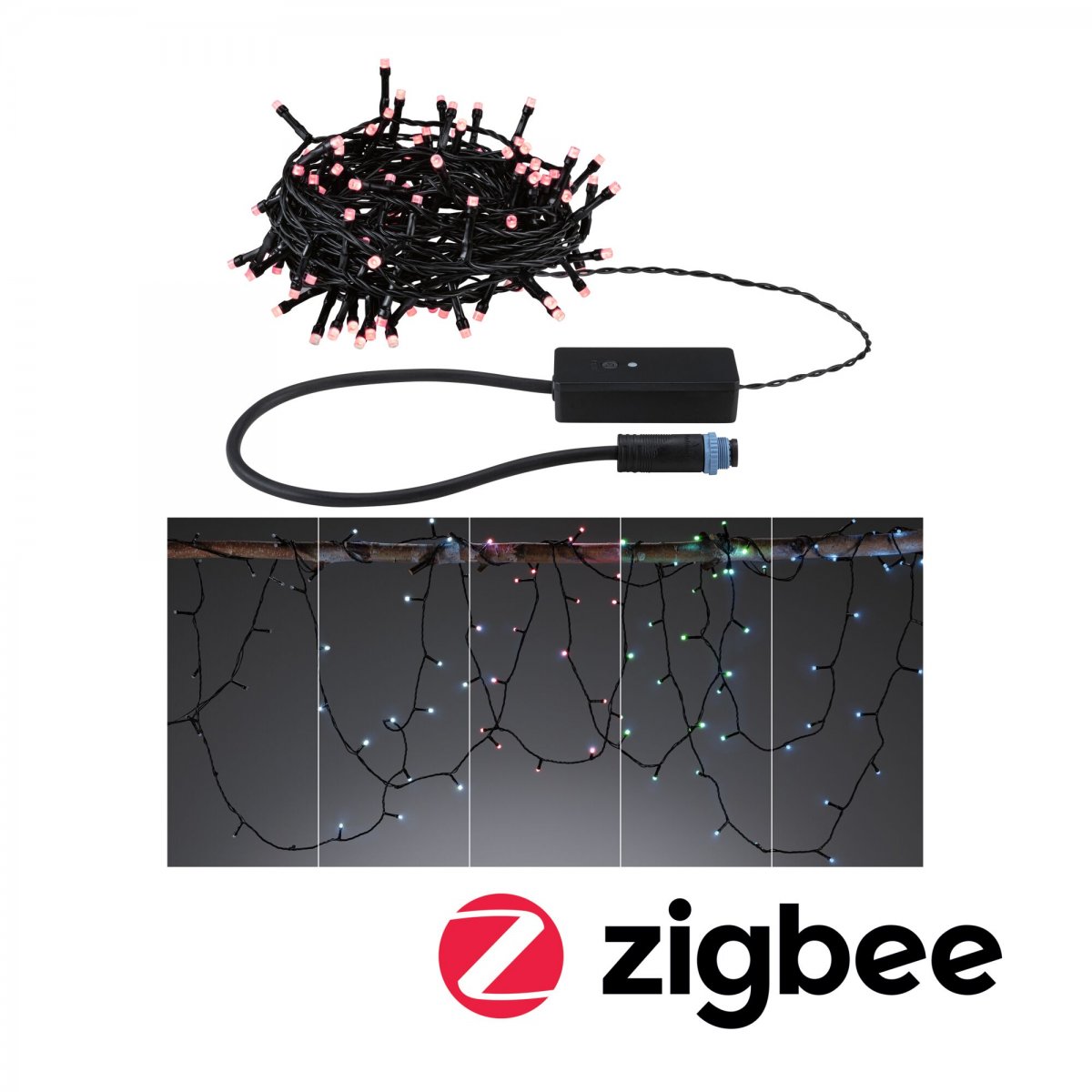 Paulmann 94643 Plug&Shine Zigbee RGB LED Lichterkette Yuna 12,4m IP44