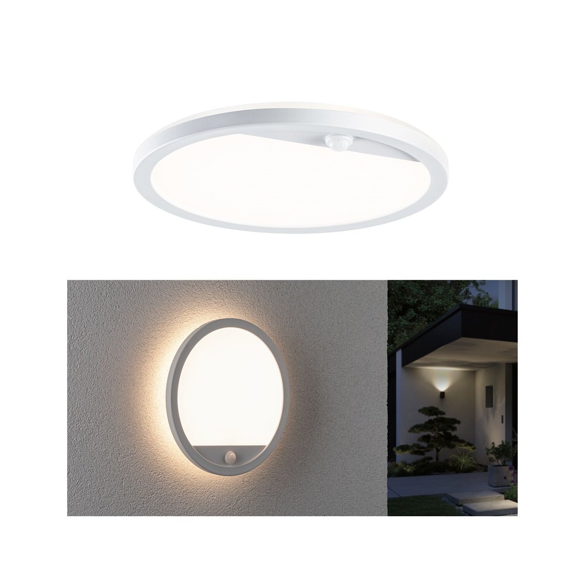 Paulmann 94662 LED Au�enpanel Lamina Bewegungsmelder rund IP44 Wei�
