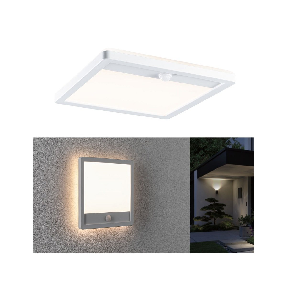 Paulmann 94663 LED Au�enpanel Lamina Bewegungsmelder eckig IP44 Wei�