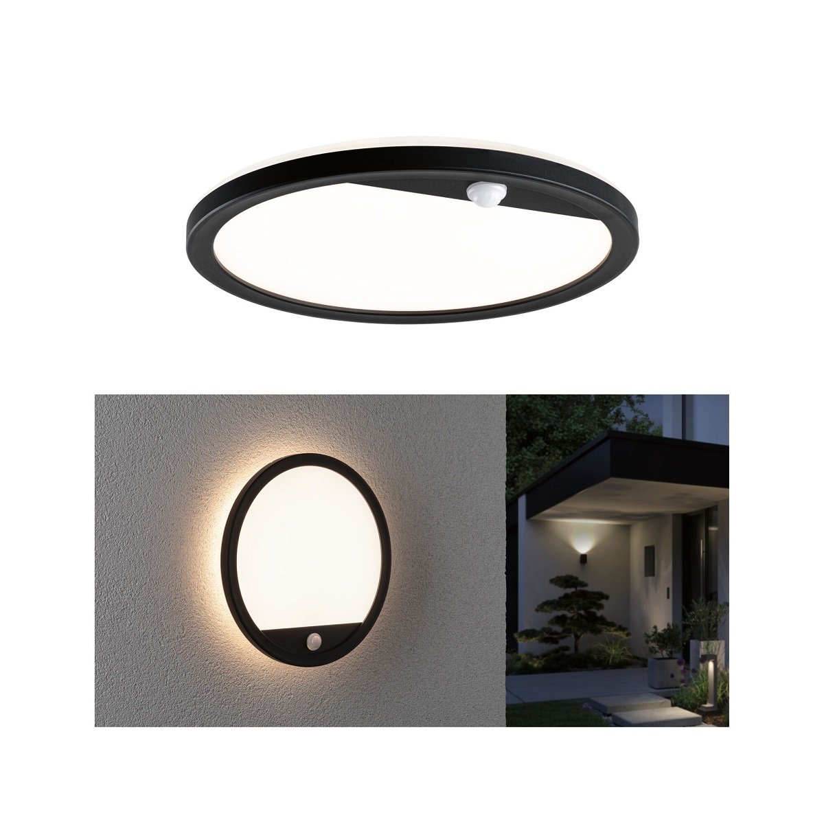 Paulmann 94664 LED Au�enpanel Lamina Bewegungsmelder rund IP44 Schwarz