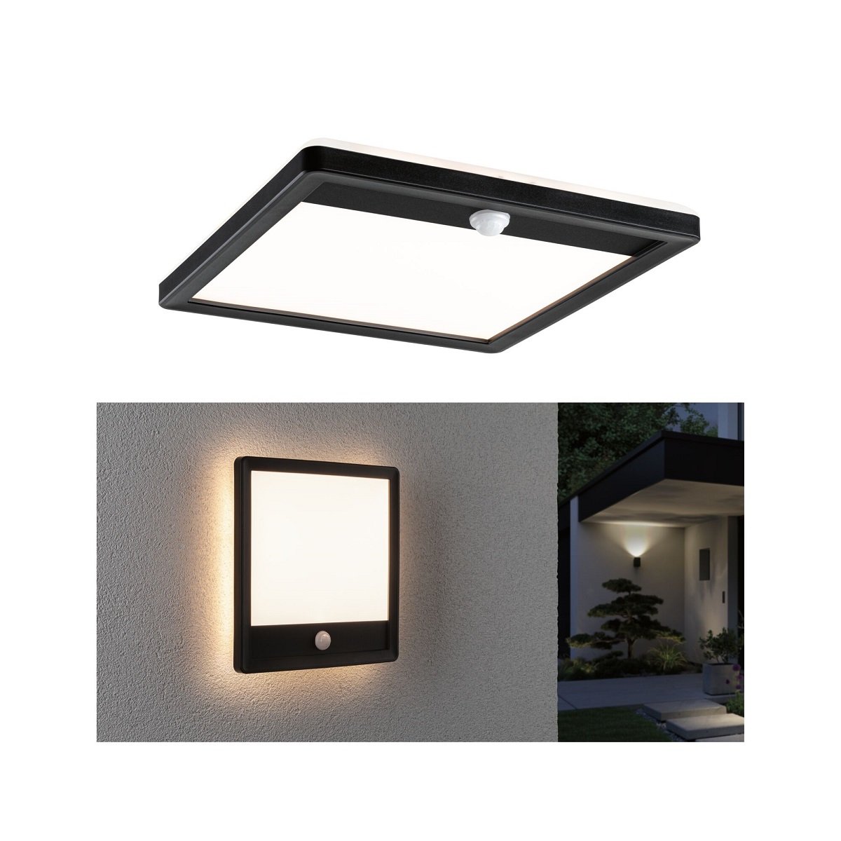 Paulmann 94665 LED Au�enpanel Lamina Bewegungsmelder eckig IP44 Schwarz