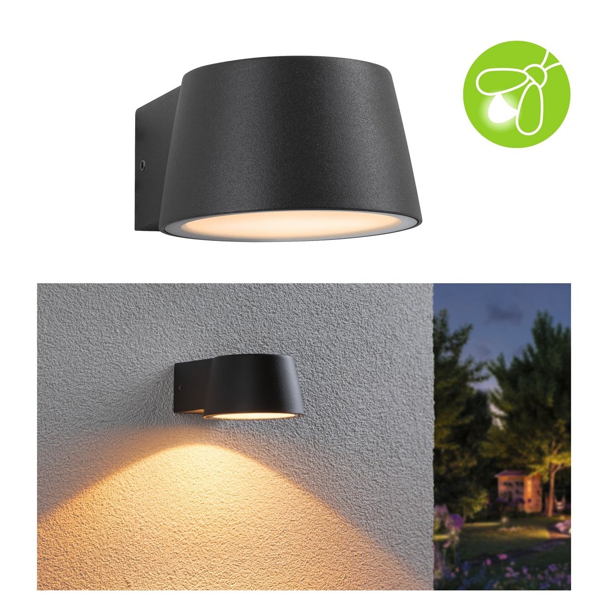 Paulmann 94713 LED Au�enwandleuchte Capea insektenfreundlich IP44 Goldlicht