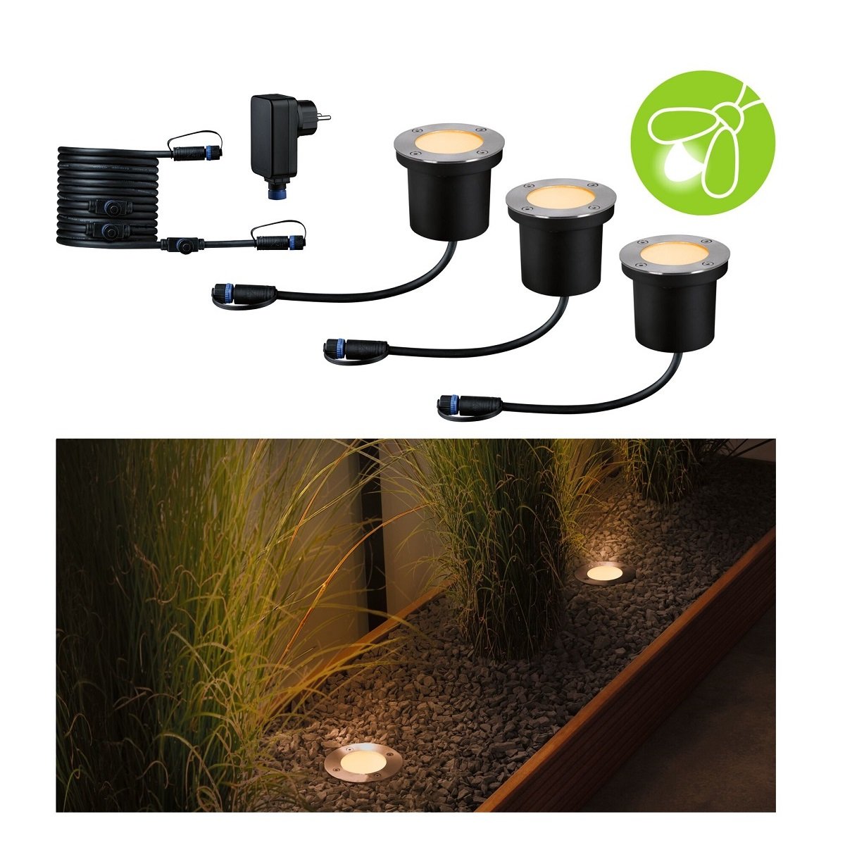 Paulmann 94717 Plug&Shine Bodeneinbauleuchte Floor Basisset Goldlicht