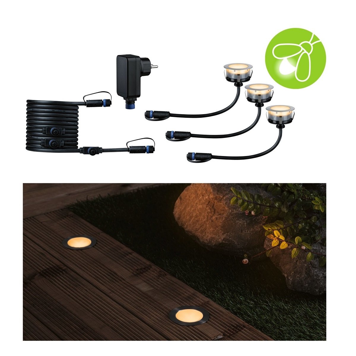 Paulmann 94722 Plug&Shine Bodeneinbauleuchte Floor Mini Basisset Goldlicht