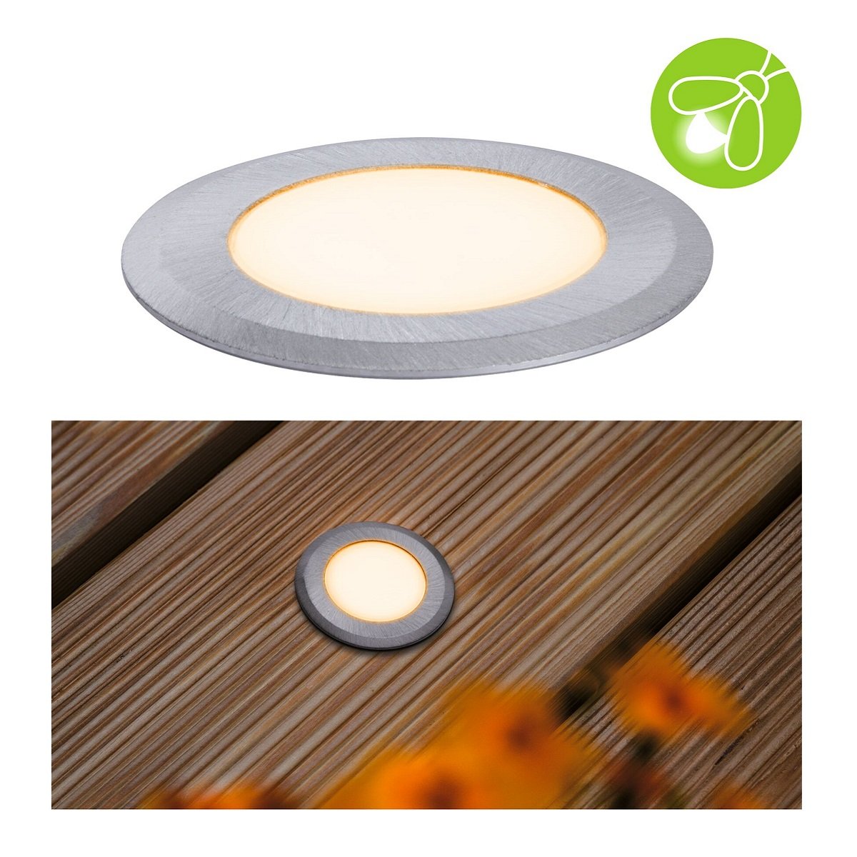 Paulmann 94726 LED Bodeneinbauleuchte Goldlicht insektenfreundlich rund 50mm