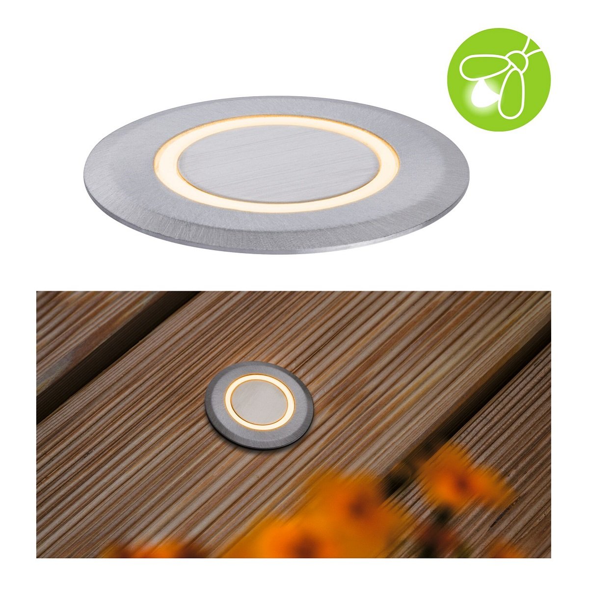 Paulmann 94727 LED Bodeneinbauleuchte Dekorativ Goldlicht insektenfreundlich rund 50mm