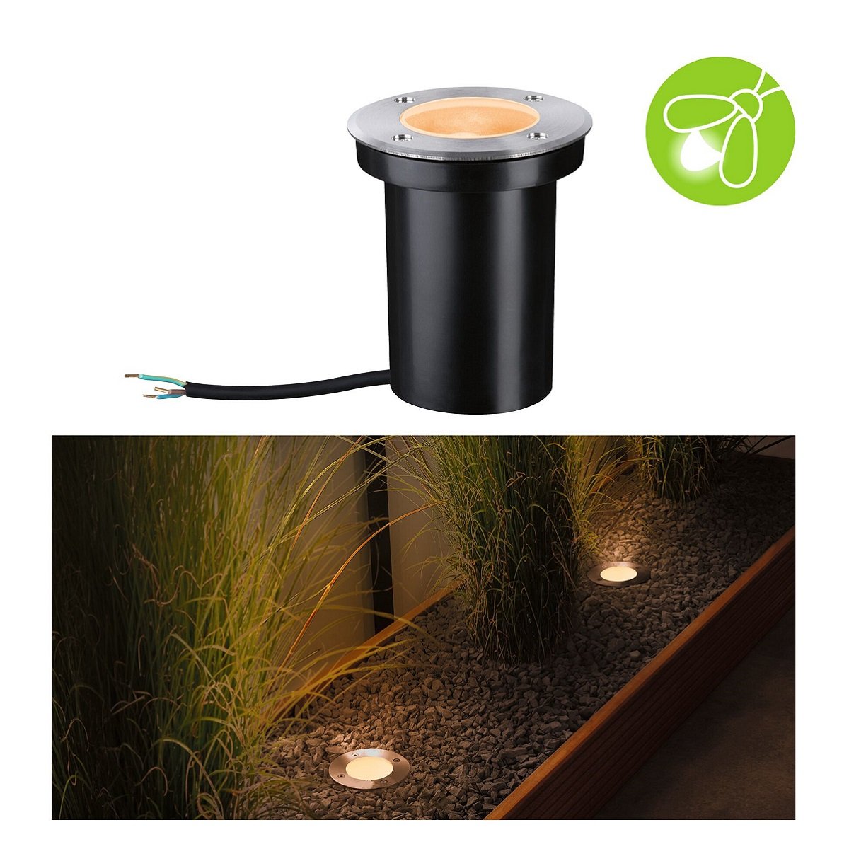Paulmann 94732 LED Bodeneinbauleuchte Goldlicht rund 110mm Edelstahl