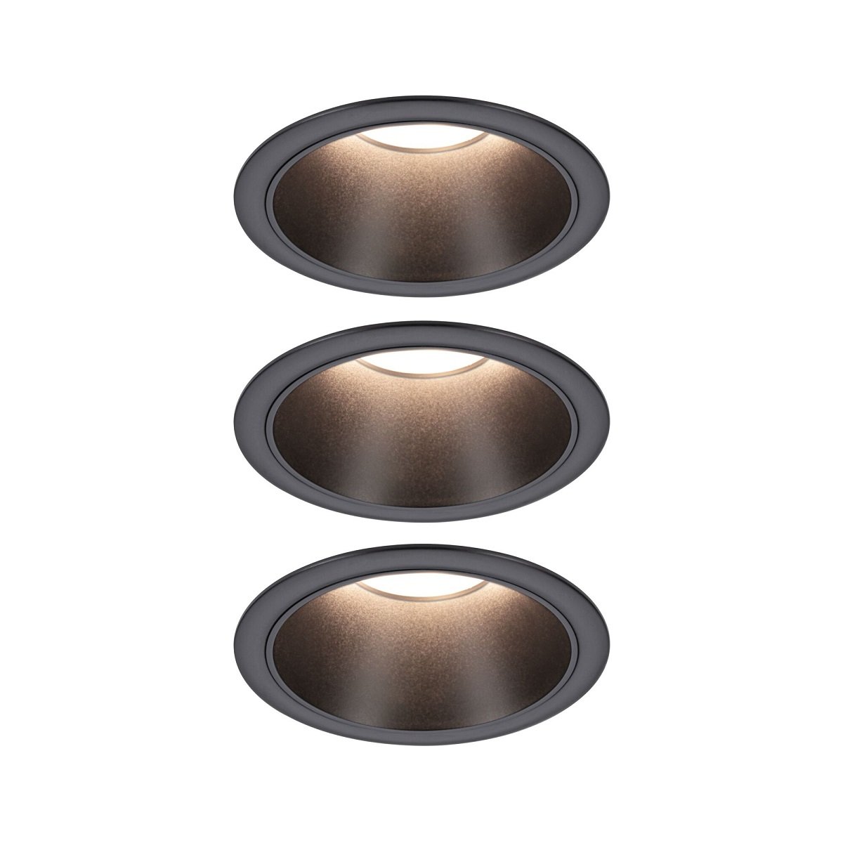 Paulmann 94869 LED Cole Coin Basisset 3er-Set 2700K schwarz 3-Step-Dim IP44