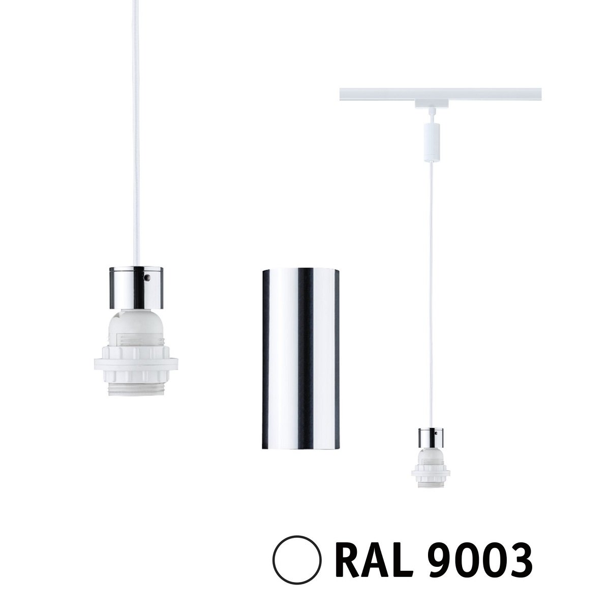 Paulmann 94887 URail Pendel 2Easy Basic E27 230V Signalwei� RAL 9003
