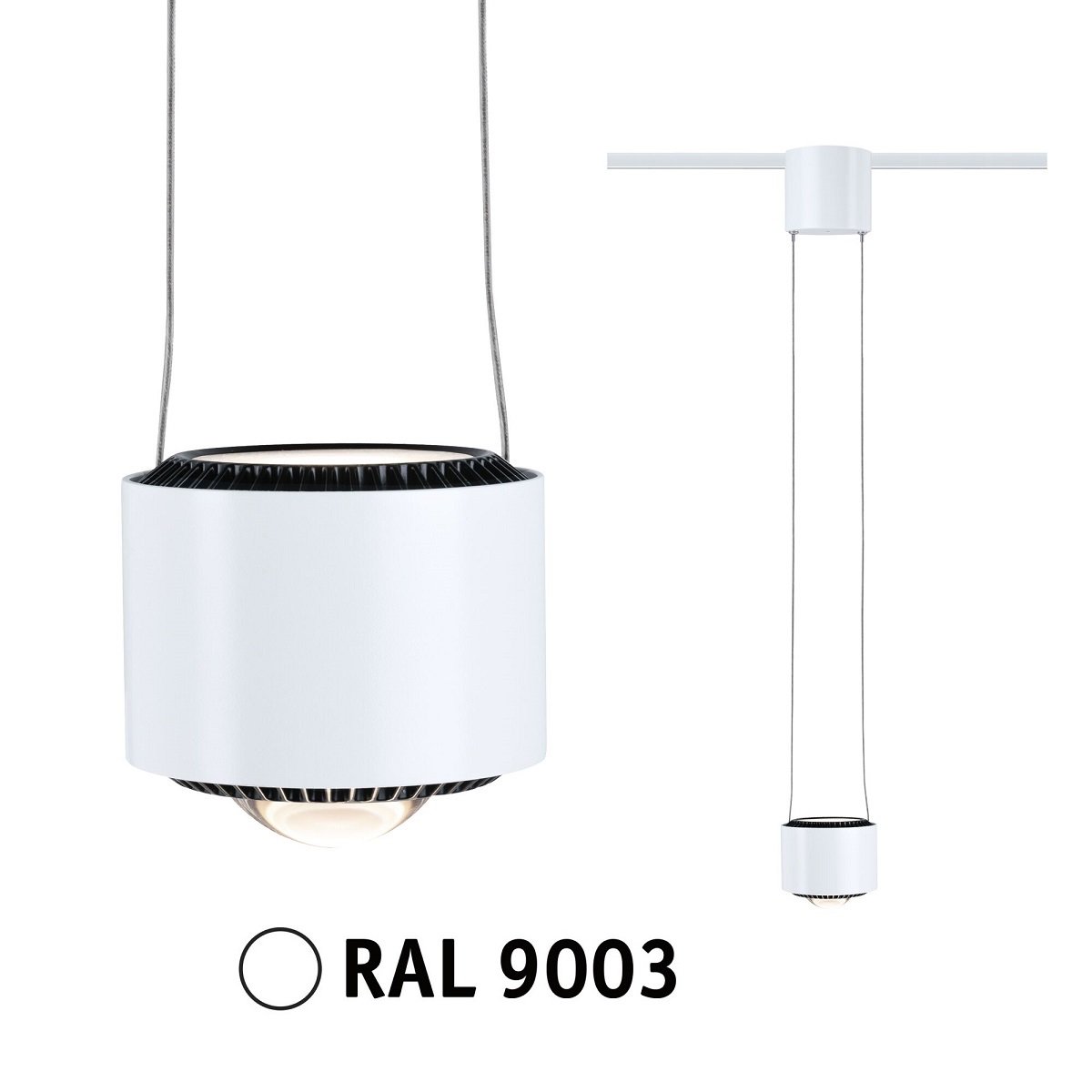 Paulmann 94903 URail LED Pendel Aldan 3000K dimmbar 230V Signalwei� RAL 9003