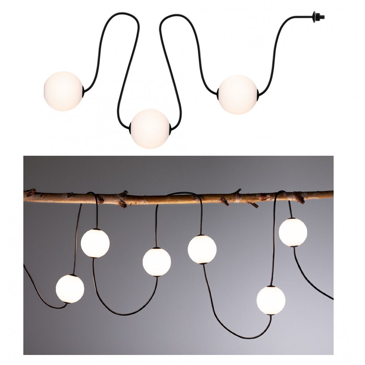 Paulmann 94912 Plug&Shine LED Lichterkette Naima Erweiterungsset IP67 3000K Schwarz